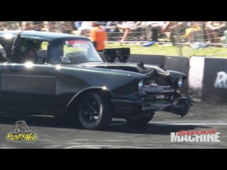 VIDEO: 57 CHEV “SPOTTO57” FINDS THE WALL AT SUMMERNATS 35