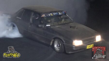 VIDEO: LS1 XF FALCON “FAKE-ID” GETS PUNISHED AT BINDOON BURNOUTS
